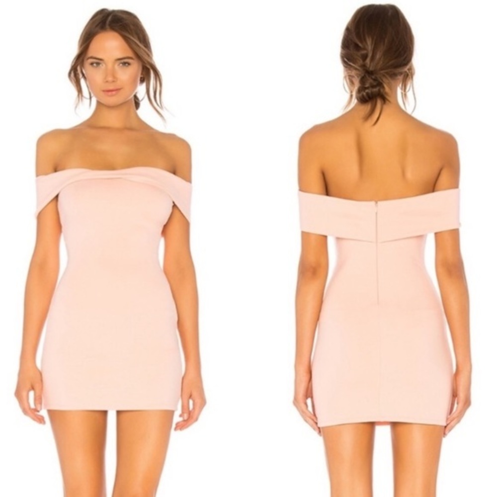 Revolve Lovers + Friends Light Pink/Peach off Shoulder Dress Danica NWT XS